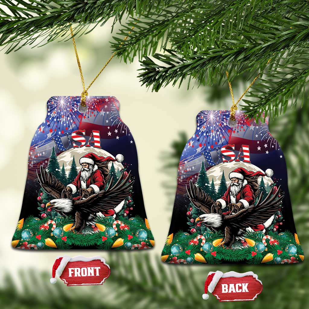 USA Christmas Ceramic Ornament Santa Claus With Eagle - Wonder Print Shop