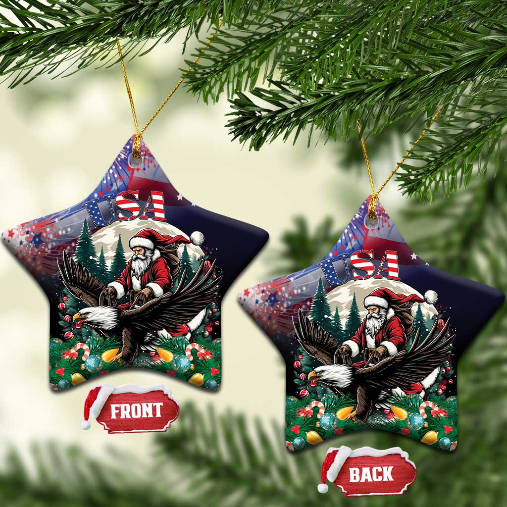 USA Christmas Ceramic Ornament Santa Claus With Eagle - Wonder Print Shop