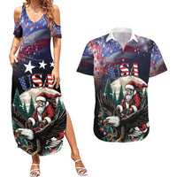 Personalized USA Christmas Couples Matching Summer Maxi Dress and Hawaiian Shirt Santa Claus With Eagle - Wonder Print Shop