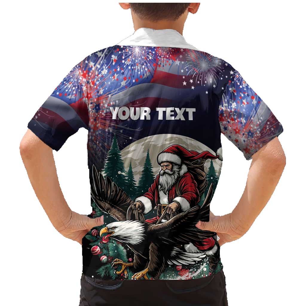 Personalized USA Christmas Family Matching Mermaid Dress and Hawaiian Shirt Santa Claus With Eagle - Wonder Print Shop