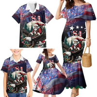 Personalized USA Christmas Family Matching Mermaid Dress and Hawaiian Shirt Santa Claus With Eagle - Wonder Print Shop