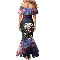 Personalized USA Christmas Family Matching Mermaid Dress and Hawaiian Shirt Santa Claus With Eagle - Wonder Print Shop