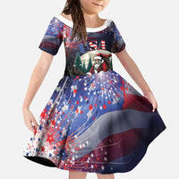 Personalized USA Christmas Family Matching Off The Shoulder Long Sleeve Dress and Hawaiian Shirt Santa Claus With Eagle - Wonder Print Shop