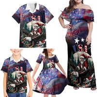 Personalized USA Christmas Family Matching Off Shoulder Maxi Dress and Hawaiian Shirt Santa Claus With Eagle - Wonder Print Shop