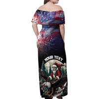 Personalized USA Christmas Family Matching Off Shoulder Maxi Dress and Hawaiian Shirt Santa Claus With Eagle - Wonder Print Shop