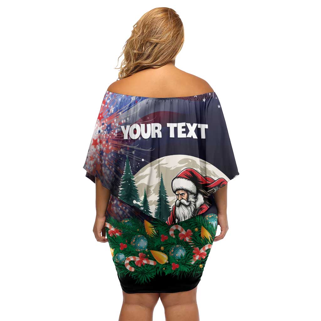 Personalized USA Christmas Family Matching Off Shoulder Short Dress and Hawaiian Shirt Santa Claus With Eagle - Wonder Print Shop