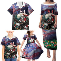 Personalized USA Christmas Family Matching Puletasi and Hawaiian Shirt Santa Claus With Eagle - Wonder Print Shop
