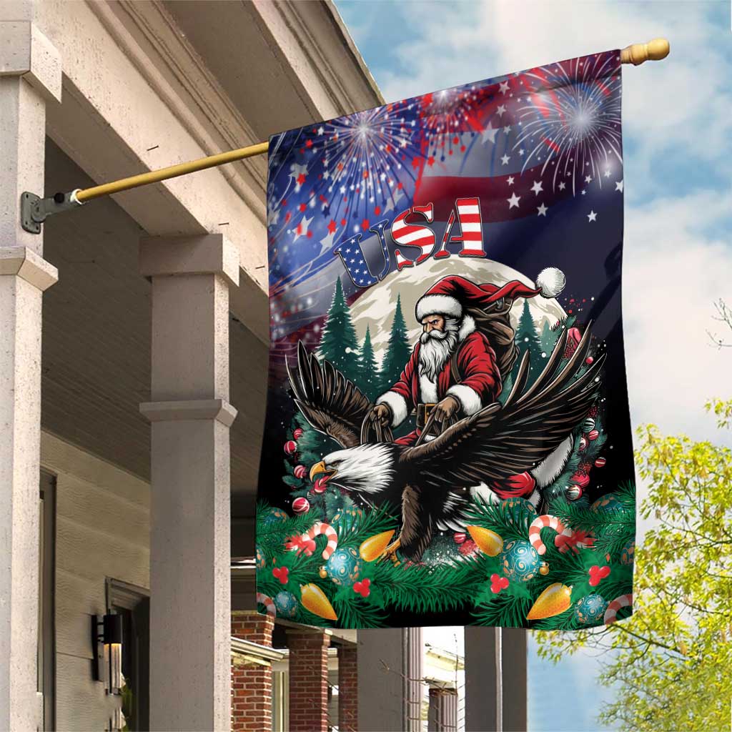 USA Christmas Garden Flag Santa Claus With Eagle - Wonder Print Shop