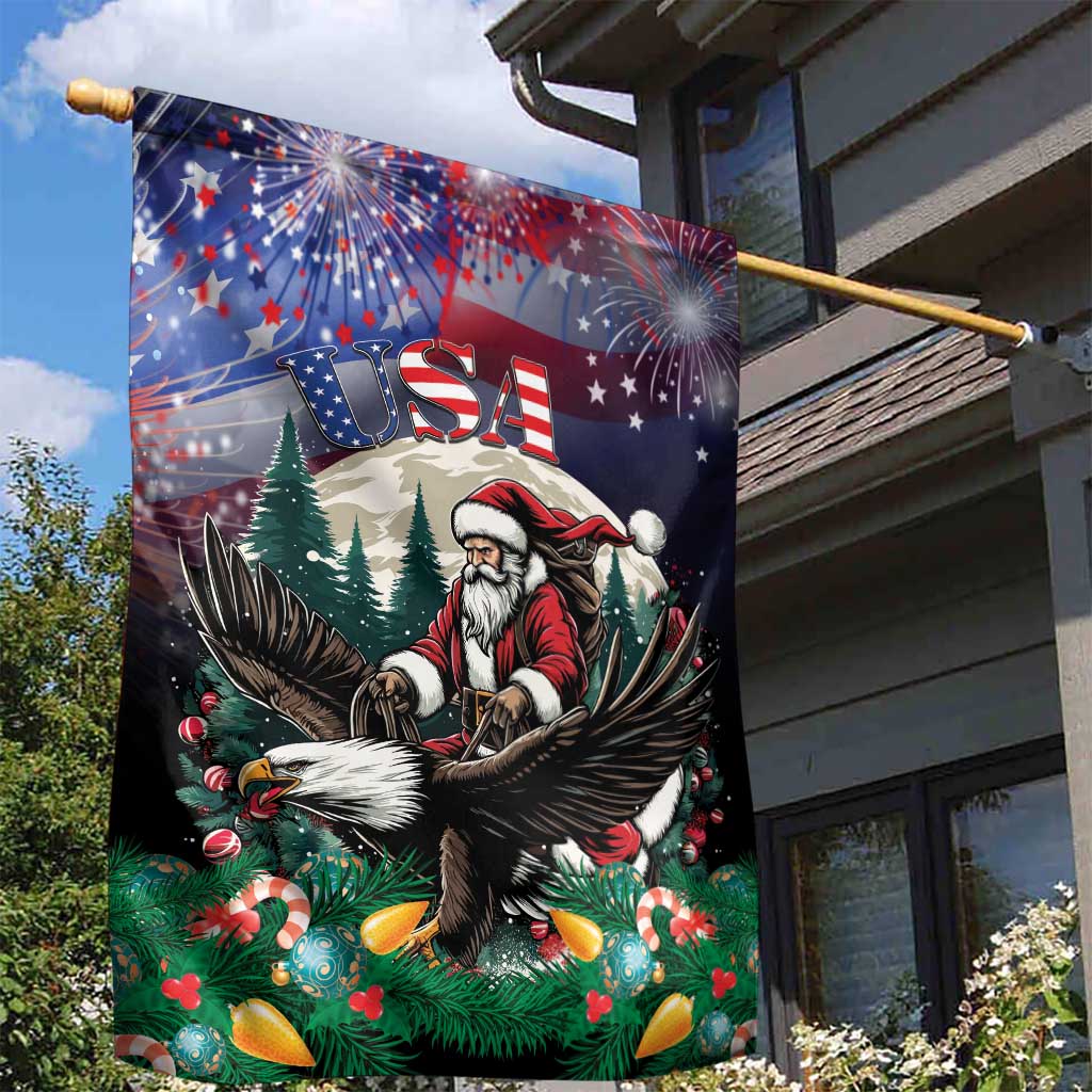 USA Christmas Garden Flag Santa Claus With Eagle - Wonder Print Shop