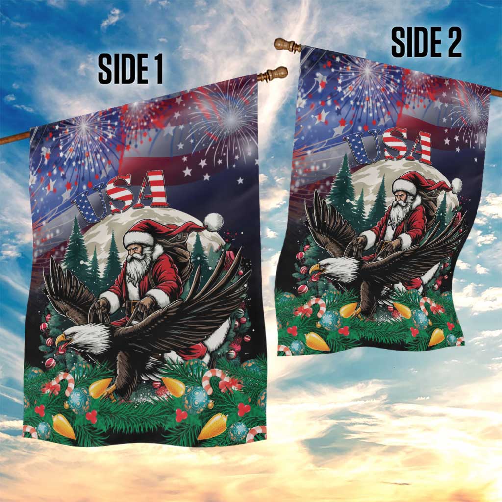 USA Christmas Garden Flag Santa Claus With Eagle - Wonder Print Shop