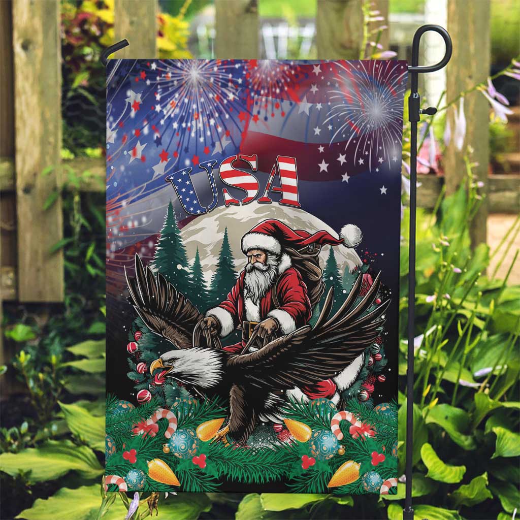 USA Christmas Garden Flag Santa Claus With Eagle - Wonder Print Shop