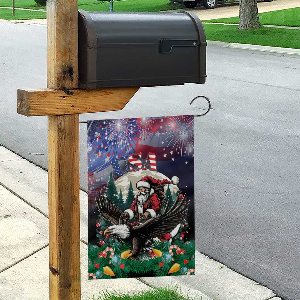 USA Christmas Garden Flag Santa Claus With Eagle - Wonder Print Shop