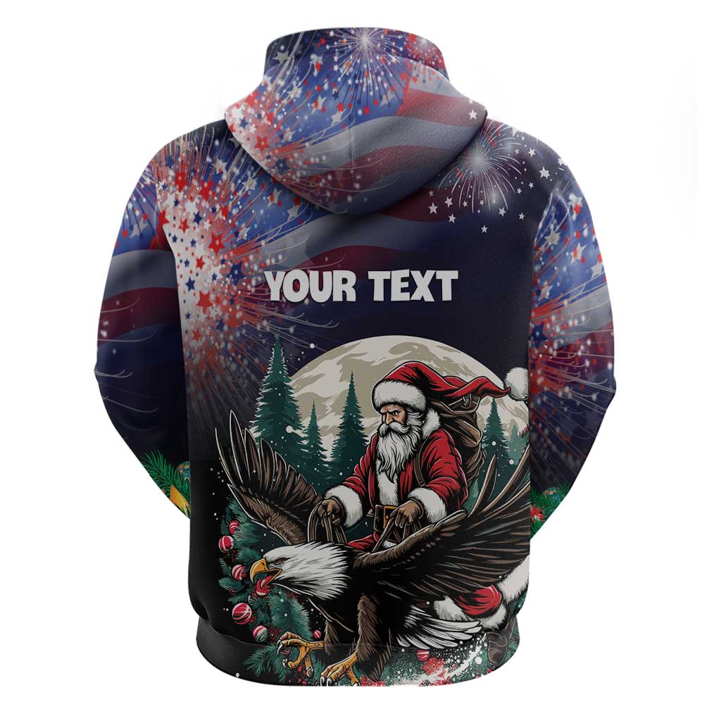 Personalized USA Christmas Hoodie Santa Claus With Eagle - Wonder Print Shop