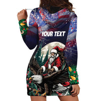 Personalized USA Christmas Hoodie Dress Santa Claus With Eagle - Wonder Print Shop