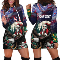 Personalized USA Christmas Hoodie Dress Santa Claus With Eagle - Wonder Print Shop