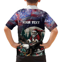 Personalized USA Christmas Kid Hawaiian Shirt Santa Claus With Eagle - Wonder Print Shop