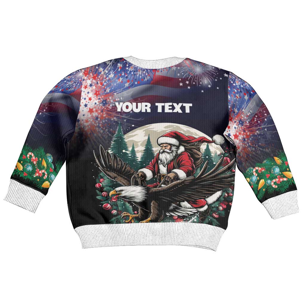 USA Christmas Kid Ugly Christmas Sweater Santa Claus With Eagle - Wonder Print Shop