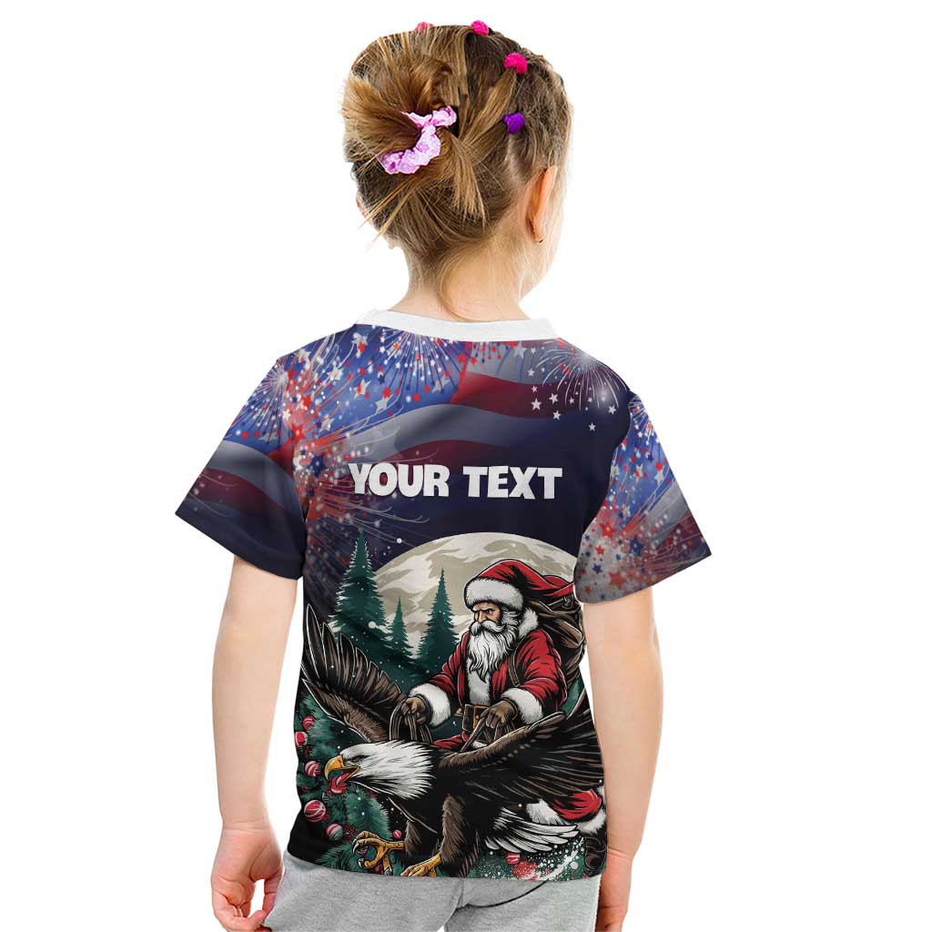 Personalized USA Christmas Kid T Shirt Santa Claus With Eagle - Wonder Print Shop
