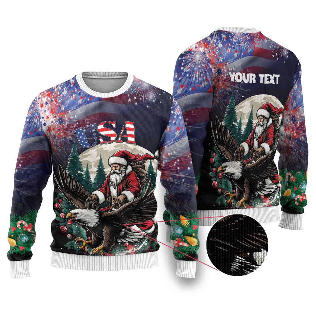 USA Christmas Ugly Christmas Sweater Santa Claus With Eagle - Wonder Print Shop