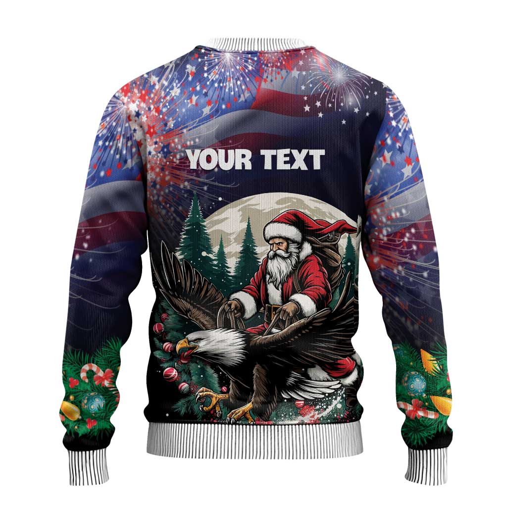 USA Christmas Ugly Christmas Sweater Santa Claus With Eagle - Wonder Print Shop