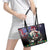 USA Christmas Leather Tote Bag Santa Claus With Eagle - Wonder Print Shop