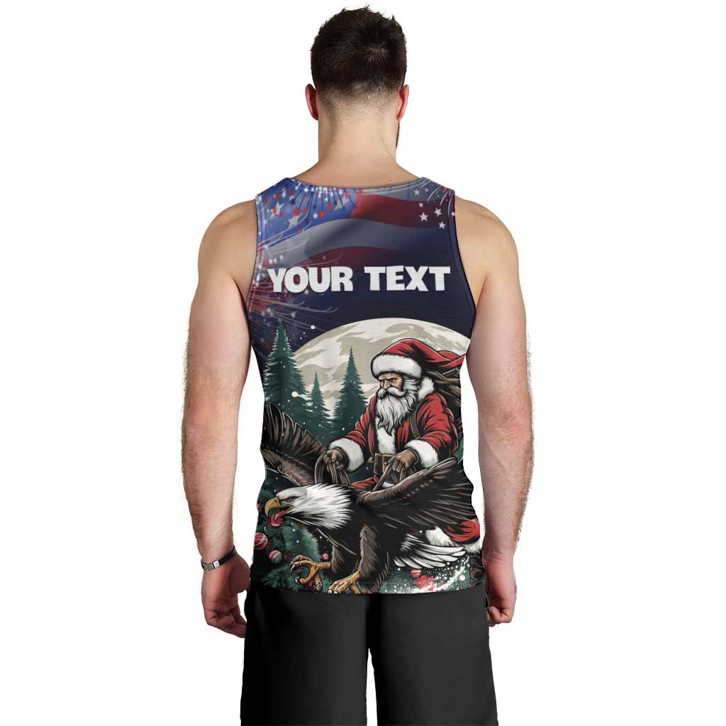 Personalized USA Christmas Men Tank Top Santa Claus With Eagle - Wonder Print Shop
