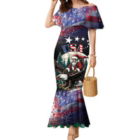 Personalized USA Christmas Mermaid Dress Santa Claus With Eagle - Wonder Print Shop