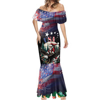 Personalized USA Christmas Mermaid Dress Santa Claus With Eagle - Wonder Print Shop