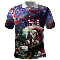 Personalized USA Christmas Polo Shirt Santa Claus With Eagle - Wonder Print Shop