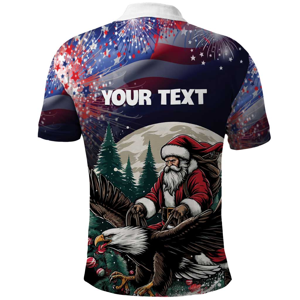 Personalized USA Christmas Polo Shirt Santa Claus With Eagle - Wonder Print Shop