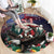 USA Christmas Round Carpet Santa Claus With Eagle