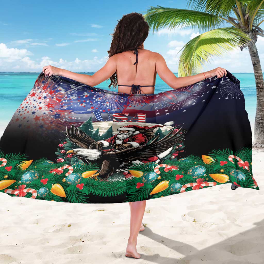 USA Christmas Sarong Santa Claus With Eagle - Wonder Print Shop