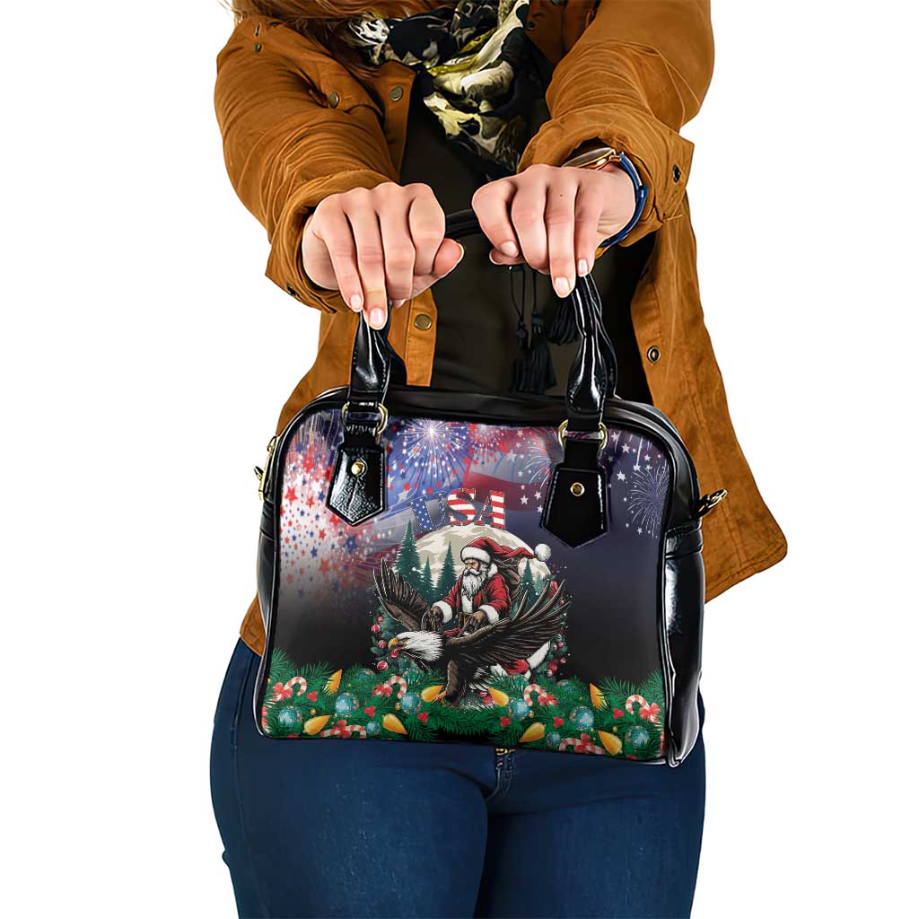 USA Christmas Shoulder Handbag Santa Claus With Eagle