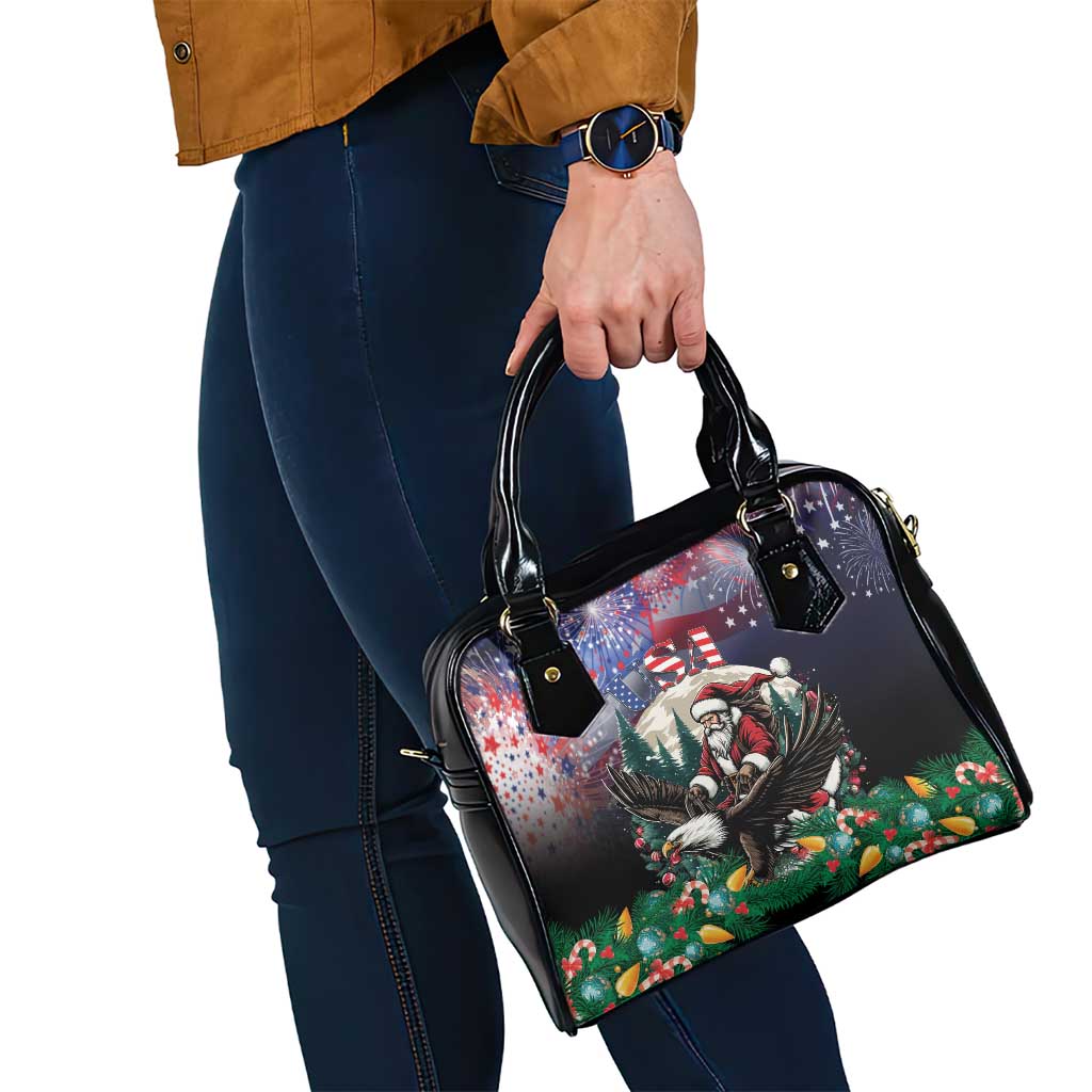 USA Christmas Shoulder Handbag Santa Claus With Eagle