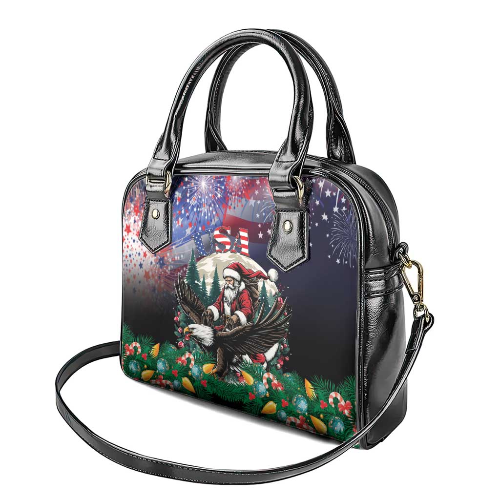 USA Christmas Shoulder Handbag Santa Claus With Eagle