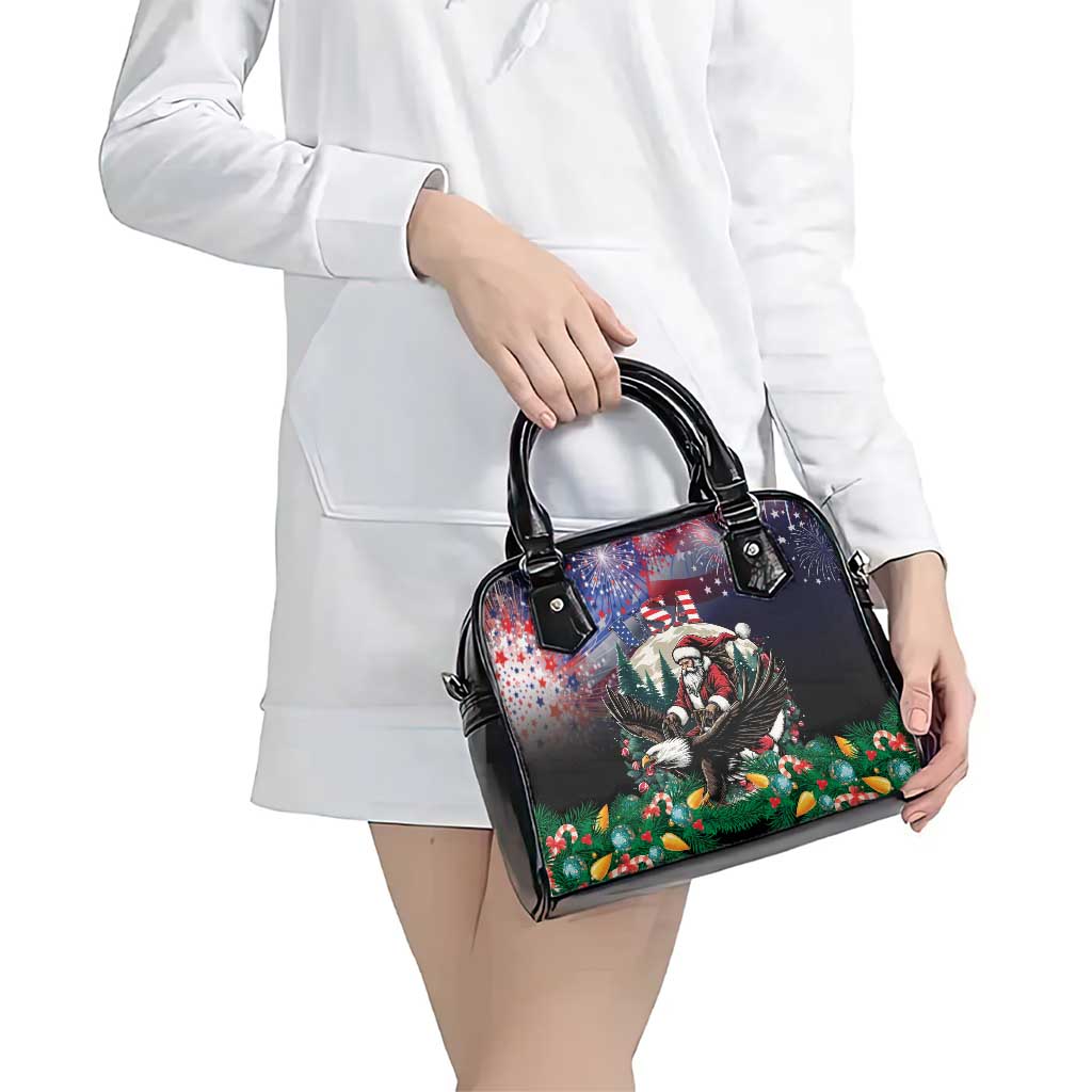USA Christmas Shoulder Handbag Santa Claus With Eagle