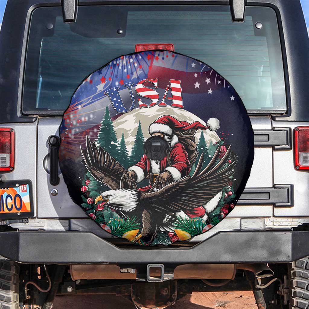 USA Christmas Spare Tire Cover Santa Claus With Eagle - Wonder Print Shop