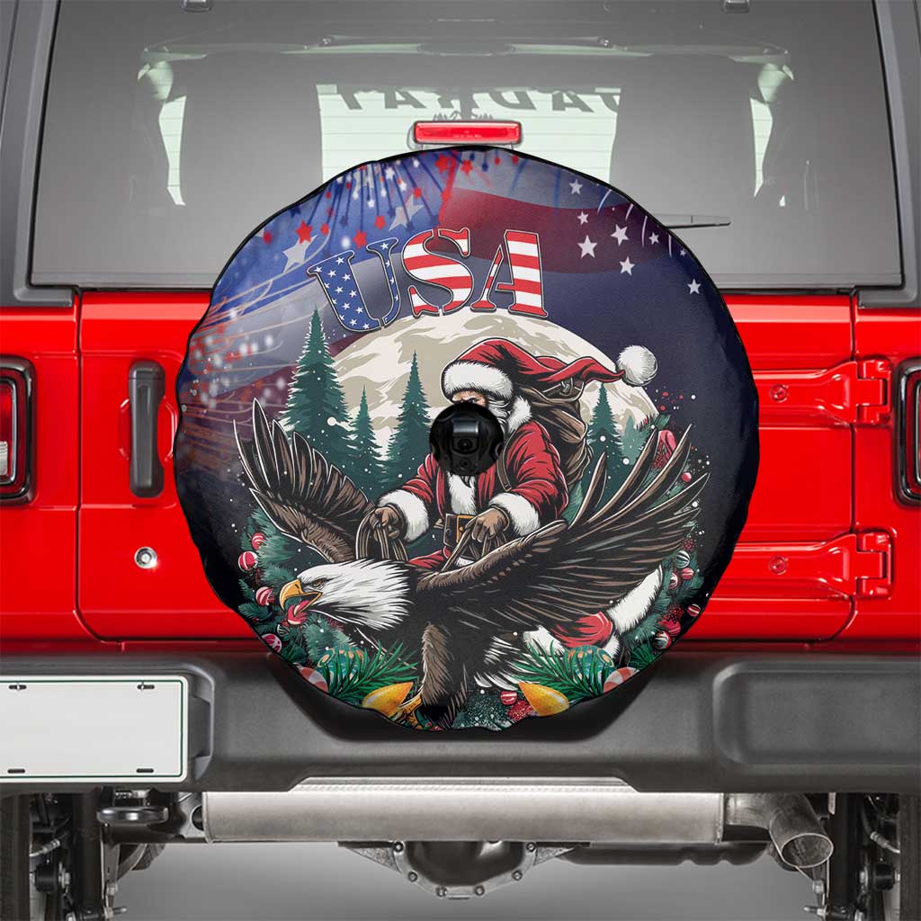USA Christmas Spare Tire Cover Santa Claus With Eagle - Wonder Print Shop