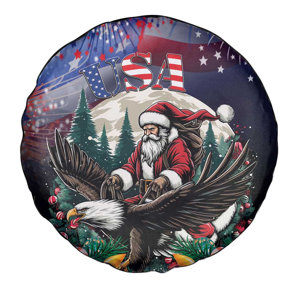 USA Christmas Spare Tire Cover Santa Claus With Eagle - Wonder Print Shop