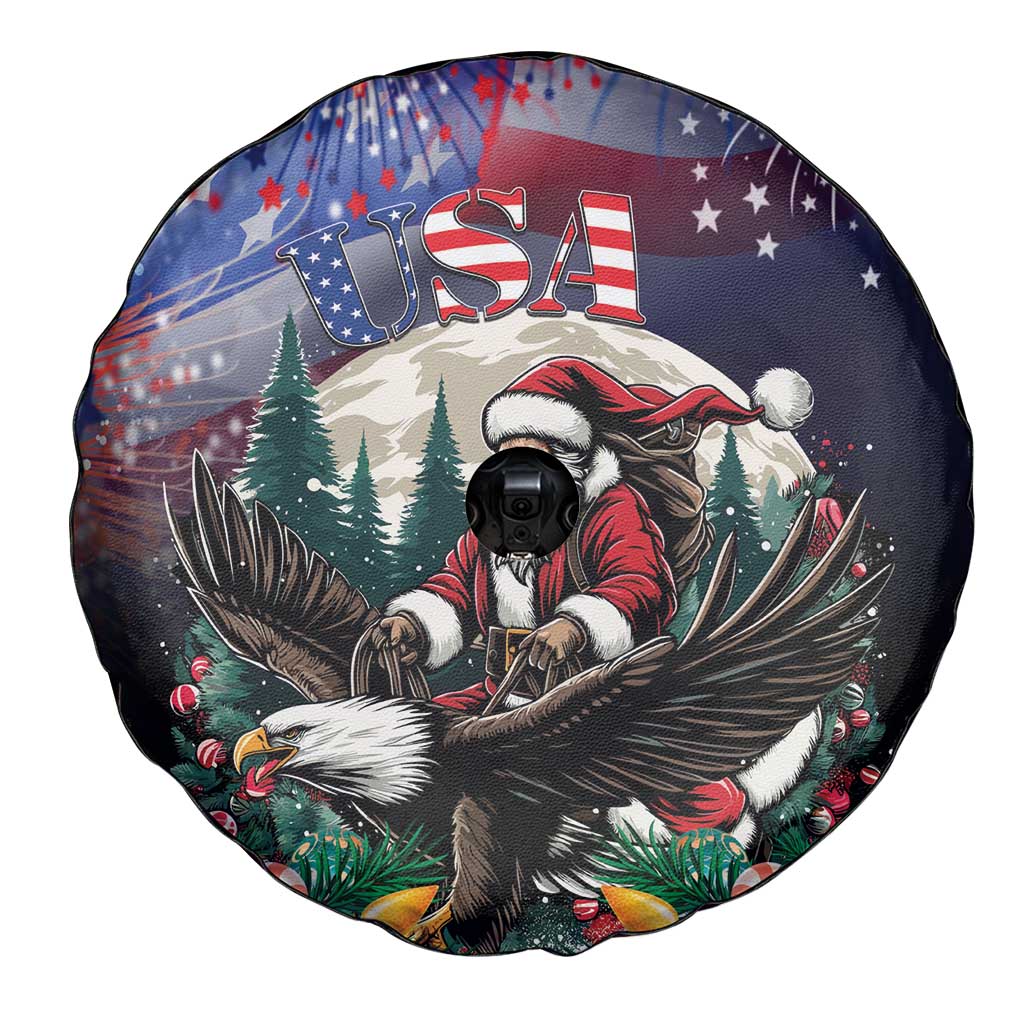 USA Christmas Spare Tire Cover Santa Claus With Eagle - Wonder Print Shop