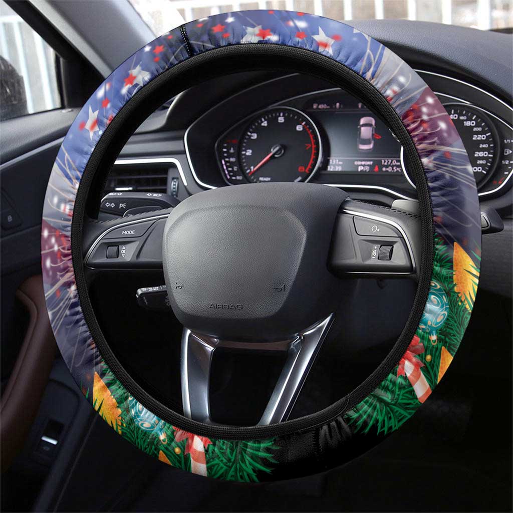 USA Christmas Steering Wheel Cover Santa Claus With Eagle - Wonder Print Shop