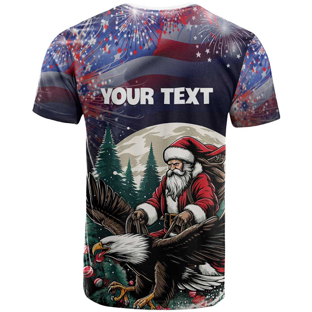 Personalized USA Christmas T Shirt Santa Claus With Eagle - Wonder Print Shop