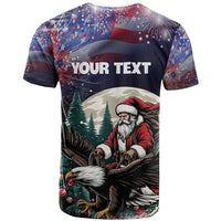 Personalized USA Christmas T Shirt Santa Claus With Eagle - Wonder Print Shop