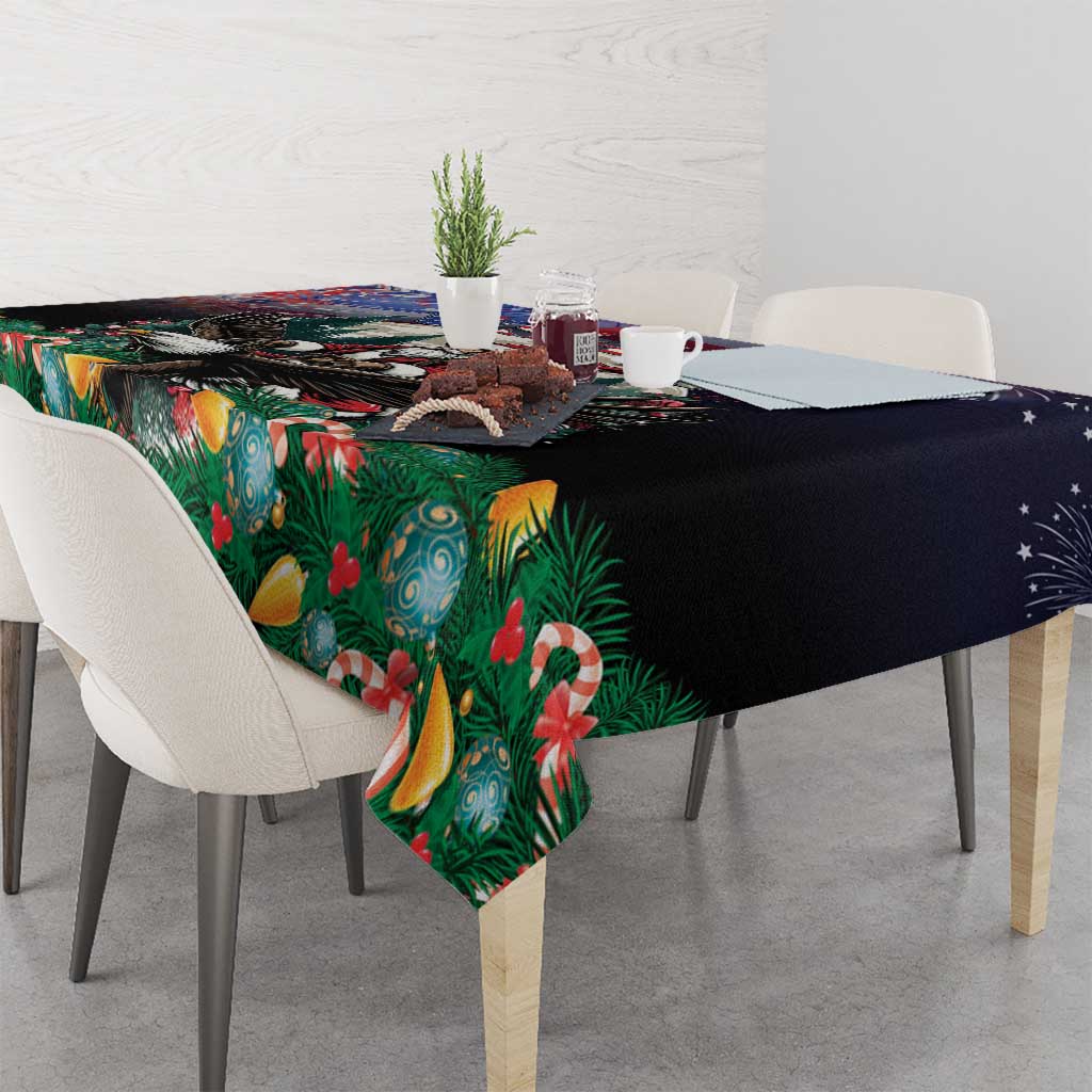 USA Christmas Tablecloth Santa Claus With Eagle - Wonder Print Shop