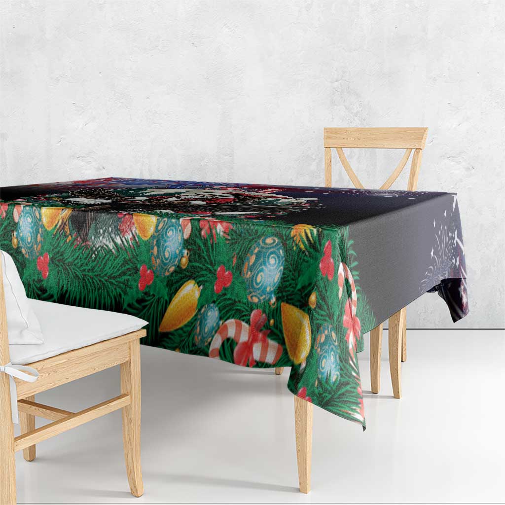 USA Christmas Tablecloth Santa Claus With Eagle - Wonder Print Shop