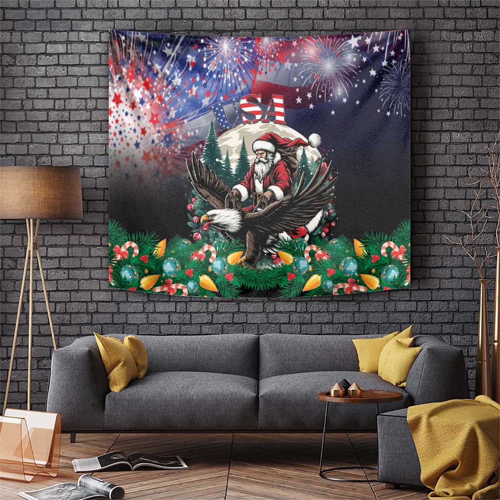 USA Christmas Tapestry Santa Claus With Eagle - Wonder Print Shop