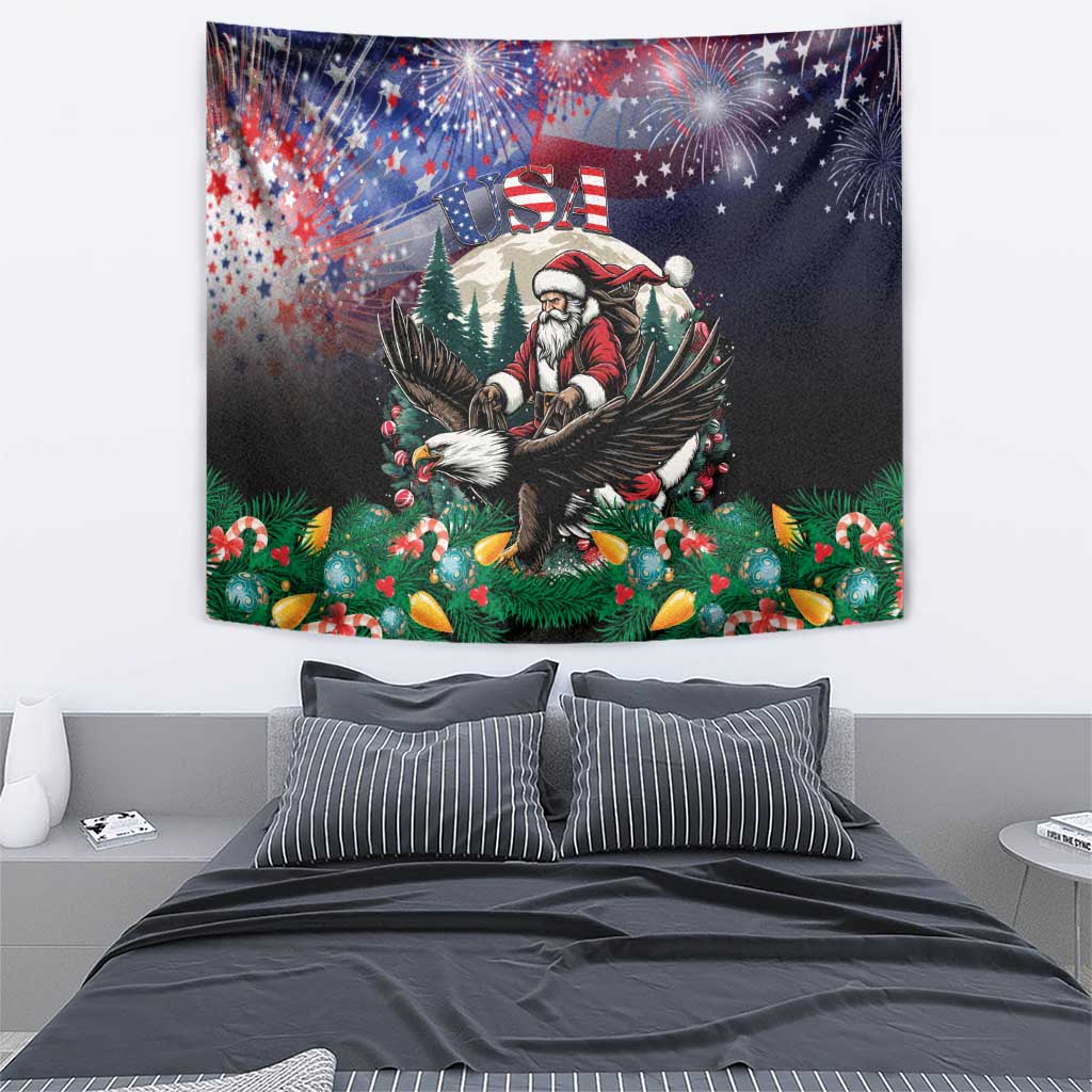 USA Christmas Tapestry Santa Claus With Eagle - Wonder Print Shop