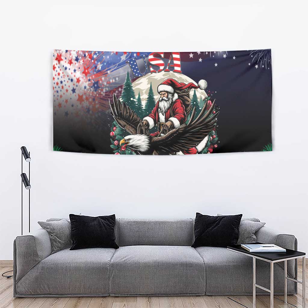 USA Christmas Tapestry Santa Claus With Eagle - Wonder Print Shop