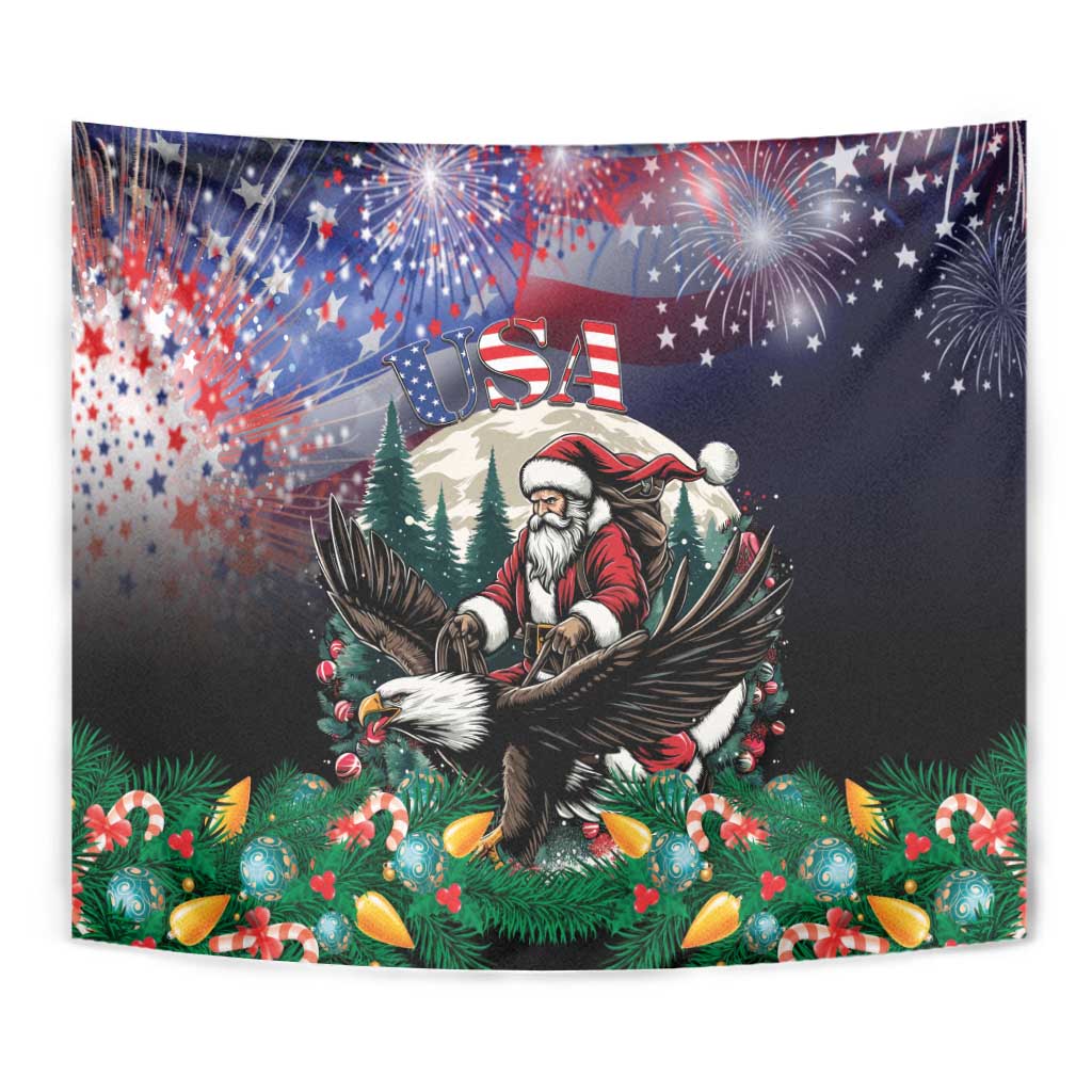 USA Christmas Tapestry Santa Claus With Eagle - Wonder Print Shop