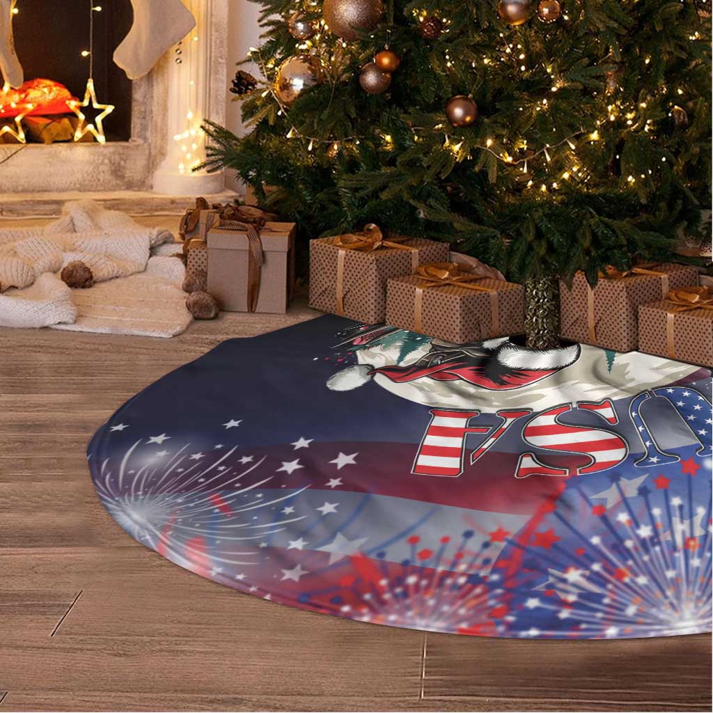 USA Christmas Tree Skirt Santa Claus With Eagle - Wonder Print Shop